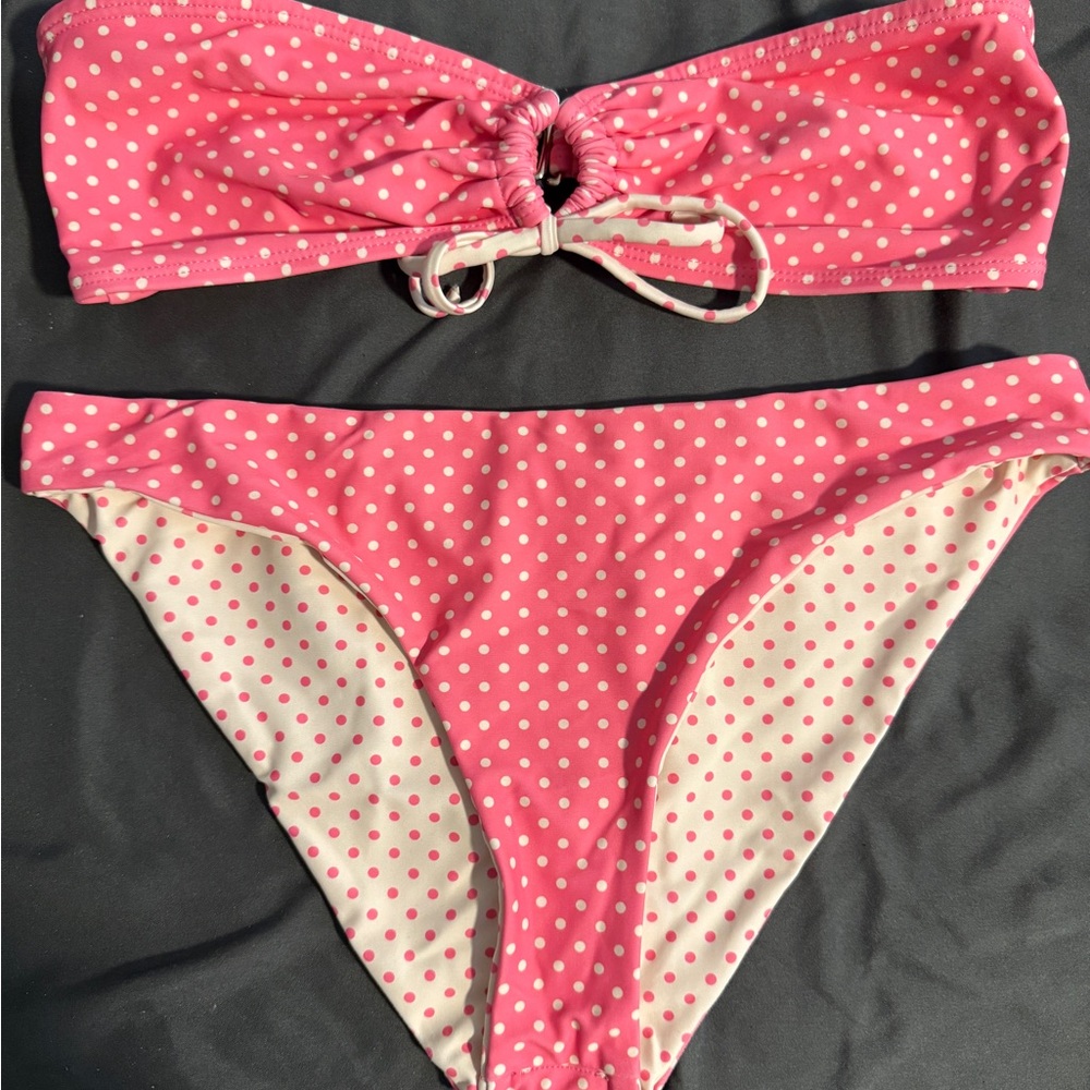 Jack by BB Dakota Pink and White Polka Dot Bikini